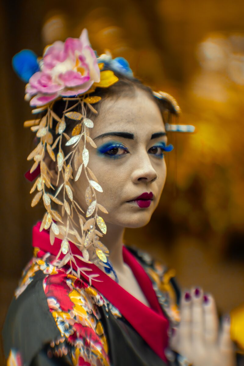 Elegant portrait of a woman in a traditional kimono capturing geisha culture